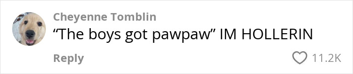 Comment on a social media post about sons' mouths being washed, mentioning "pawpaw." User reacts humorously. Comment on a social media post about sons' mouths being washed, mentioning "pawpaw." User reacts humorously.