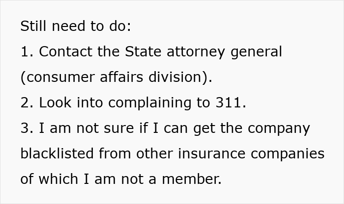 List detailing actions to address towing company issues, including contacting the state attorney general and 311 complaints. List detailing actions to address towing company issues, including contacting the state attorney general and 311 complaints.