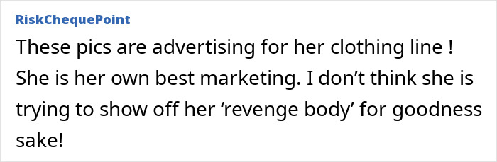 Comment discussing Jessica Simpson's marketing and clothing line, mentioning her "revenge body. Comment discussing Jessica Simpson's marketing and clothing line, mentioning her "revenge body.