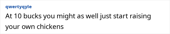 Text joking about high egg prices, suggesting raising chickens at home. Text joking about high egg prices, suggesting raising chickens at home.