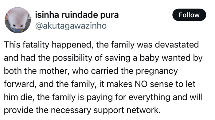 Tweet discussing a family deciding to keep a pregnant woman on life support to save her baby, sparking debate. Tweet discussing a family deciding to keep a pregnant woman on life support to save her baby, sparking debate.