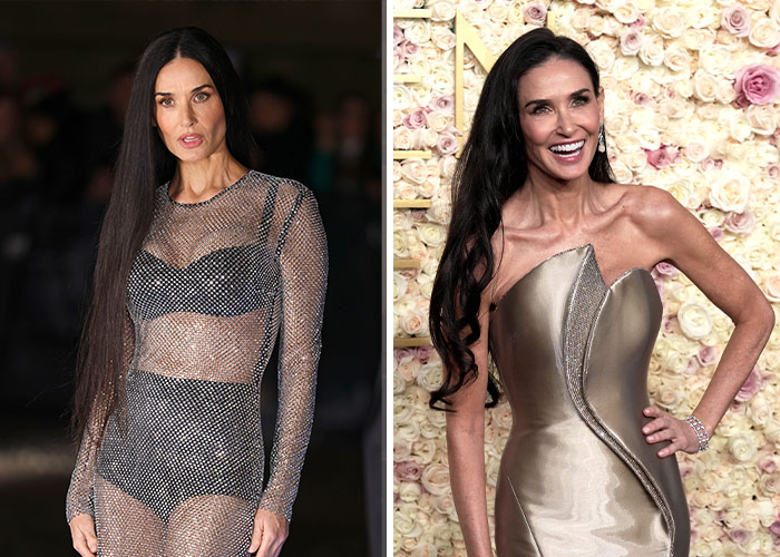 Weight loss transformations showcased at the Golden Globes with two images of a woman in different outfits. Weight loss transformations showcased at the Golden Globes with two images of a woman in different outfits.