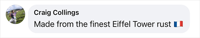 Comment about Paris Olympic athletes' medals, referencing Eiffel Tower rust. Comment about Paris Olympic athletes' medals, referencing Eiffel Tower rust.