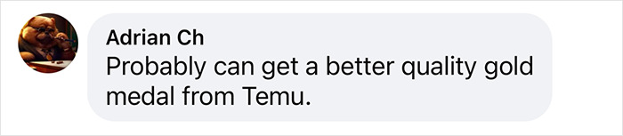 Comment on Olympic athletes and medal quality, mentioning Temu. Comment on Olympic athletes and medal quality, mentioning Temu.