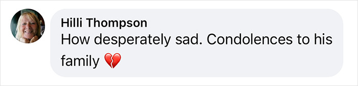 Comment expressing sadness over Tony Slattery's passing, offering condolences with a broken heart emoji. Comment expressing sadness over Tony Slattery's passing, offering condolences with a broken heart emoji.