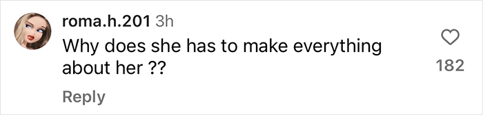 Comment criticizing a public figure for being self-centered, questioning their motive in an online post. Comment criticizing a public figure for being self-centered, questioning their motive in an online post.