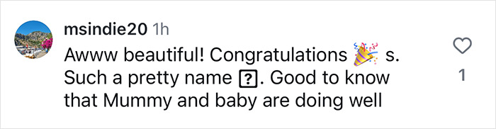 Instagram comment congratulating Princess Beatrice on her baby daughter's name. Instagram comment congratulating Princess Beatrice on her baby daughter's name.