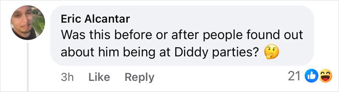 Comment questioning involvement at Diddy parties amid Epstein Island controversy. Comment questioning involvement at Diddy parties amid Epstein Island controversy.