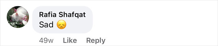 Comment reading "Sad" with a frowning emoji, related to bride's malnourished state. Comment reading "Sad" with a frowning emoji, related to bride's malnourished state.