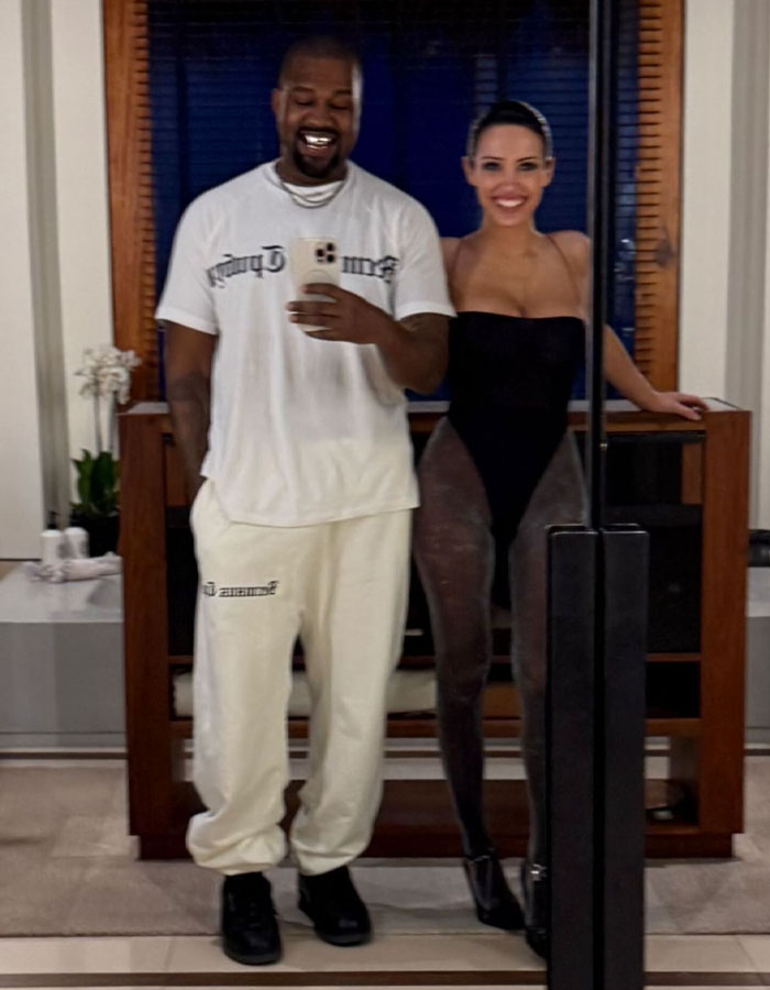 Bianca Censori's Glitter Tights And Kanye's Rare Smile Go Viral After New Year Photo Dump Bianca Censori's Glitter Tights And Kanye's Rare Smile Go Viral After New Year Photo Dump