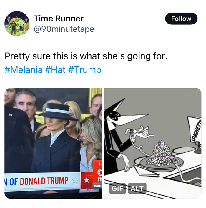 Melania Trump's outfit compared to a cartoon character in a tweet, sparking humorous reactions. Melania Trump's outfit compared to a cartoon character in a tweet, sparking humorous reactions.
