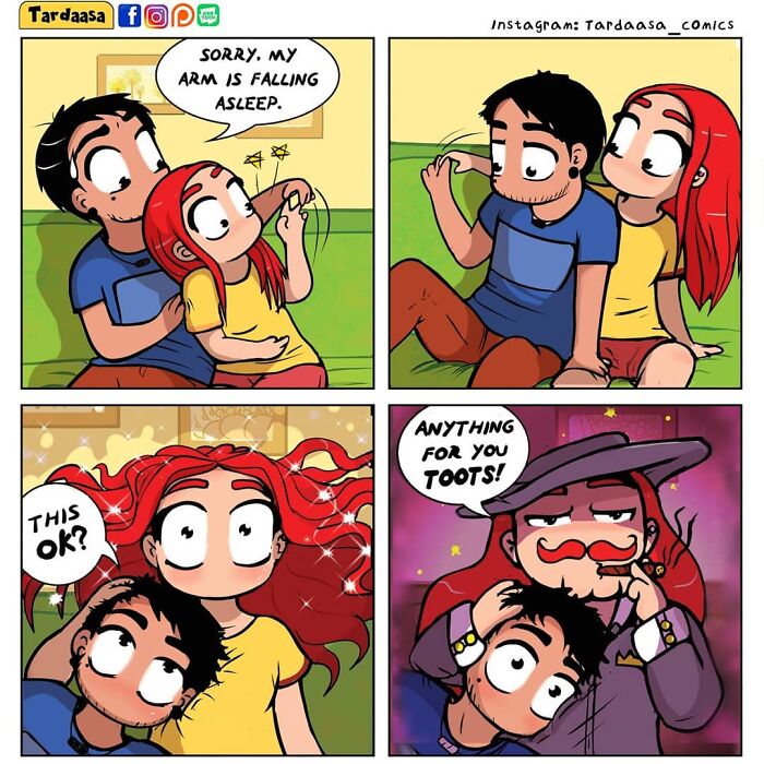 Two girls humorously surprised to see an old friend now married with kids, illustrating girl relationships in comics.