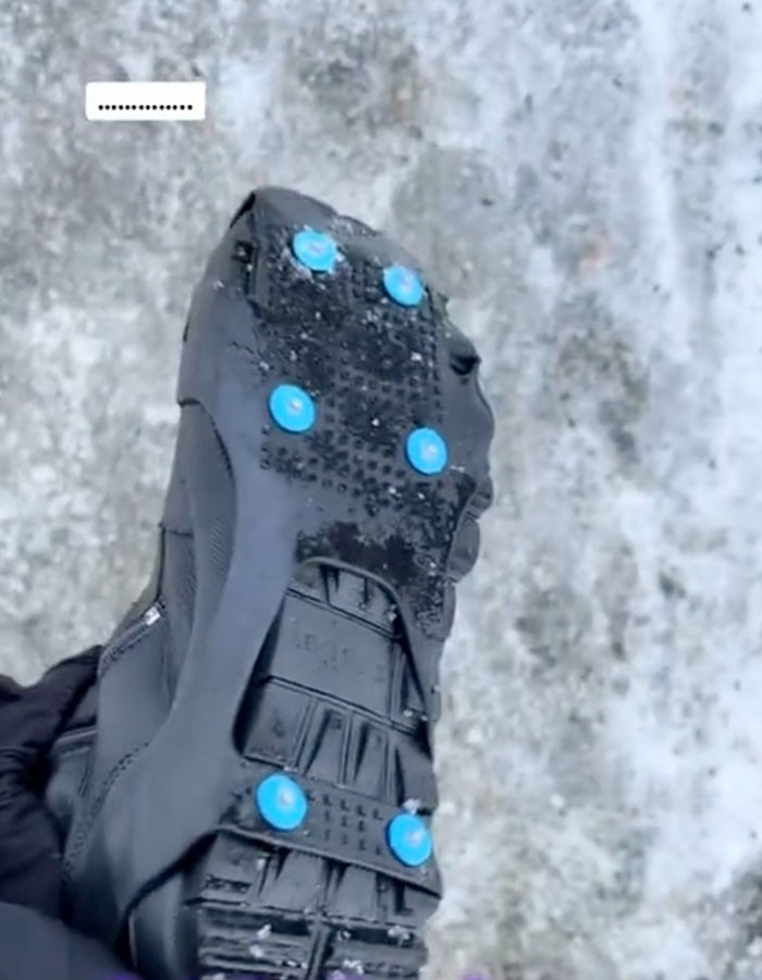 Shoe with ice grips, highlighting a Norwegian secret to staying warm, sparking debate on cold-weather gear. Shoe with ice grips, highlighting a Norwegian secret to staying warm, sparking debate on cold-weather gear.