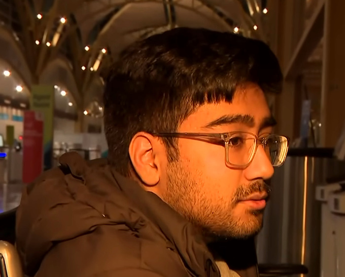 Hamaad Raza at airport reflecting on American Airlines plane crash. Hamaad Raza at airport reflecting on American Airlines plane crash.