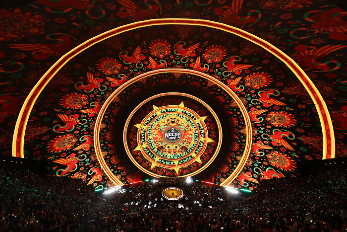 Vibrant stadium light display during a sports event, showcasing winning photography from the World Sports Photography Award.