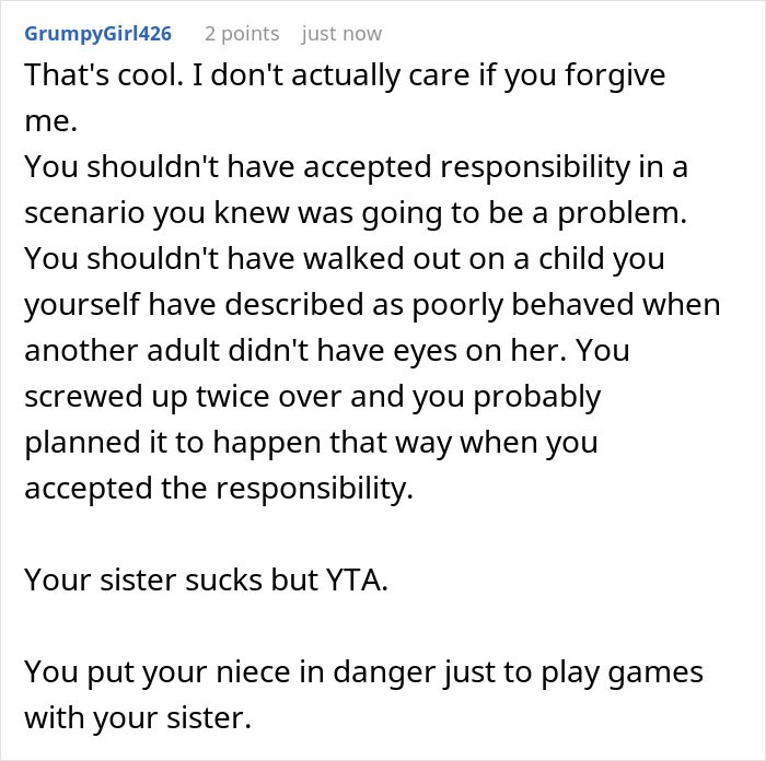 “AITA For ‘Abandoning’ My Niece Because My Sister Wouldn’t Come And Get Her?” “AITA For ‘Abandoning’ My Niece Because My Sister Wouldn’t Come And Get Her?”