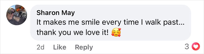 Comment from Sharon May smiling about a viral painting of his wife. Comment from Sharon May smiling about a viral painting of his wife.