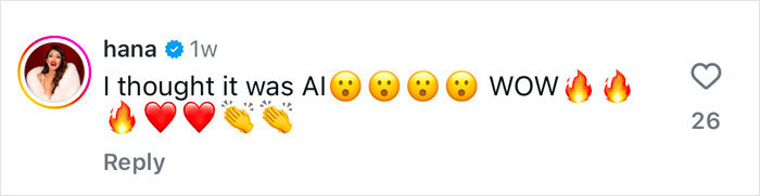 A social media comment reacting to a viral ballerina dancing video with emojis expressing amazement. A social media comment reacting to a viral ballerina dancing video with emojis expressing amazement.