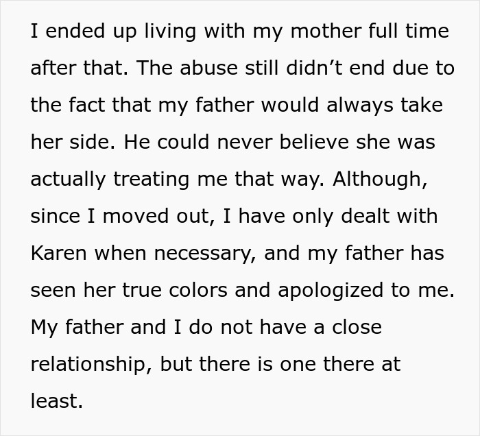 Text excerpt discussing a father's choice to side with an abusive partner, impacting family relationships. Text excerpt discussing a father's choice to side with an abusive partner, impacting family relationships.