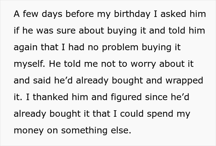Text conversation about birthday perfume and spending money. Text conversation about birthday perfume and spending money.