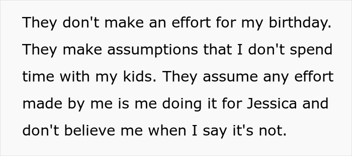 Text expressing frustration over in-laws' attitude and assumptions about family efforts. Text expressing frustration over in-laws' attitude and assumptions about family efforts.