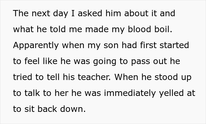 Teacher Reduced To Tears After Dad Berates Her For Ignoring His Son's Warnings That He's Unwell Teacher Reduced To Tears After Dad Berates Her For Ignoring His Son's Warnings That He's Unwell