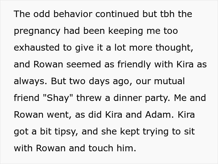 Text excerpt discussing a dinner party where a friend's odd behavior causes relationship tension. Text excerpt discussing a dinner party where a friend's odd behavior causes relationship tension.