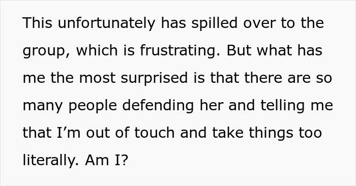 Text discussing frustration over being labeled out of touch after refusing a kleptomaniac entry. Text discussing frustration over being labeled out of touch after refusing a kleptomaniac entry.