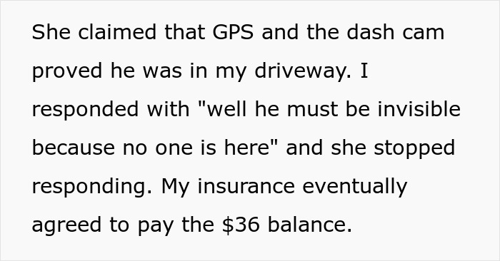 Text about a towing company dispute over $36, involving GPS proof and insurance payment. Text about a towing company dispute over $36, involving GPS proof and insurance payment.