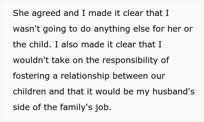 Text passage discussing refusal to support husband's affair child's fund and relationship responsibilities. Text passage discussing refusal to support husband's affair child's fund and relationship responsibilities.