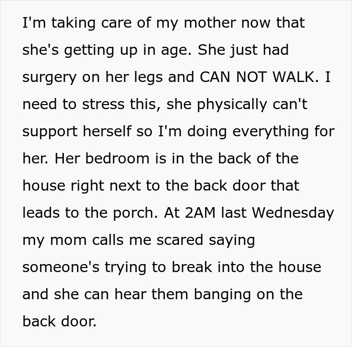 Text discussing a man defending his decision to threaten intruders with a gun after a break-in attempt. Text discussing a man defending his decision to threaten intruders with a gun after a break-in attempt.