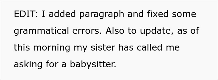 Text discussing edits and a babysitting request. Text discussing edits and a babysitting request.