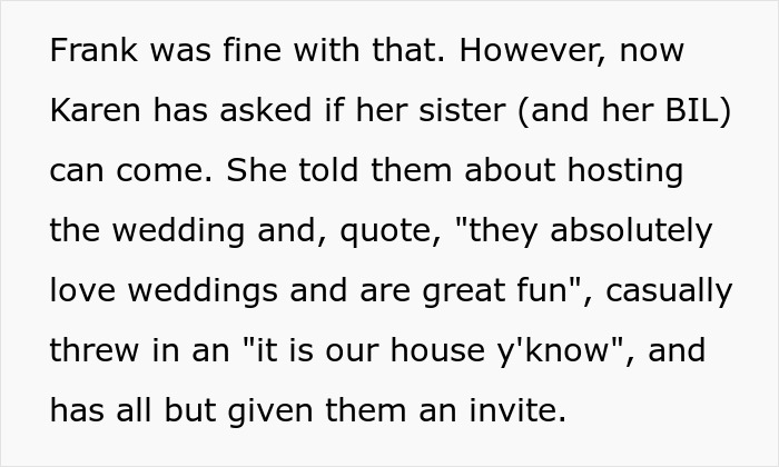 Wedding Dreams Turn Nightmarish As Karen Declares, “It Is Our House, Y’know” Wedding Dreams Turn Nightmarish As Karen Declares, “It Is Our House, Y’know”