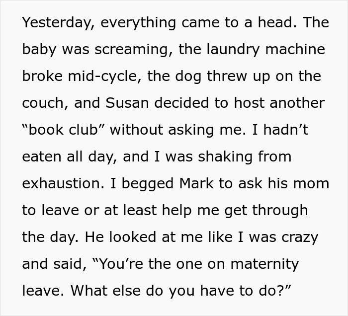 Man Abandons Wife In Crisis While MIL Hosts ‘Book Club’ In Their Home: ”I’m Losing My Mind” Man Abandons Wife In Crisis While MIL Hosts ‘Book Club’ In Their Home: ”I’m Losing My Mind”