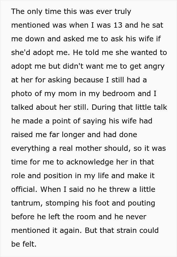 Text about a dad discussing adoption with his child, expressing feelings of grief and emotional strain. Text about a dad discussing adoption with his child, expressing feelings of grief and emotional strain.