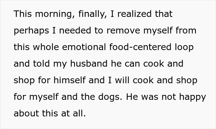 Woman Is Sick Of Catering To Husband’s “Mysterious Symptoms”, Starts Cooking Only For Herself Woman Is Sick Of Catering To Husband’s “Mysterious Symptoms”, Starts Cooking Only For Herself