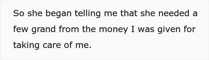 Text image about toxic mom demanding money from inheritance. Text image about toxic mom demanding money from inheritance.