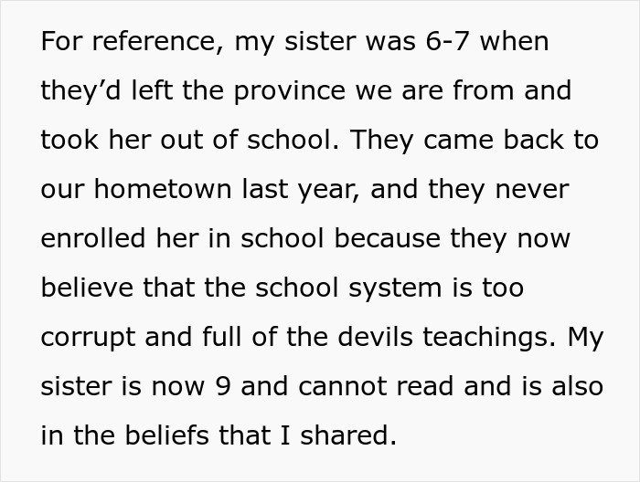 CPS Gets Involved As Woman Refuses To Let 9YO Sister Go Illiterate Over Parents’ Odd Beliefs CPS Gets Involved As Woman Refuses To Let 9YO Sister Go Illiterate Over Parents’ Odd Beliefs
