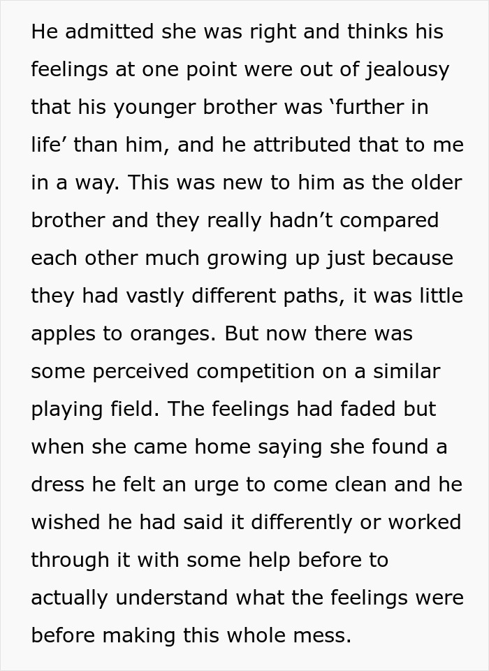 Text describing a man's feelings of jealousy towards his brother and admitting love for sister-in-law. Text describing a man's feelings of jealousy towards his brother and admitting love for sister-in-law.