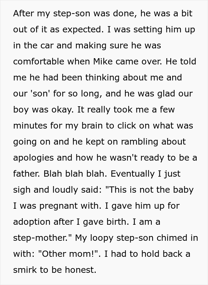 Text conversation about adoption and past pregnancy with step-son and Mike. Text conversation about adoption and past pregnancy with step-son and Mike.