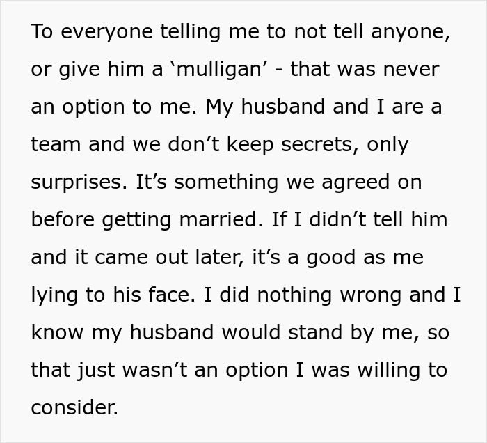Text excerpt about husband, marriage, honesty, and avoiding secrets before wedding planning. Text excerpt about husband, marriage, honesty, and avoiding secrets before wedding planning.