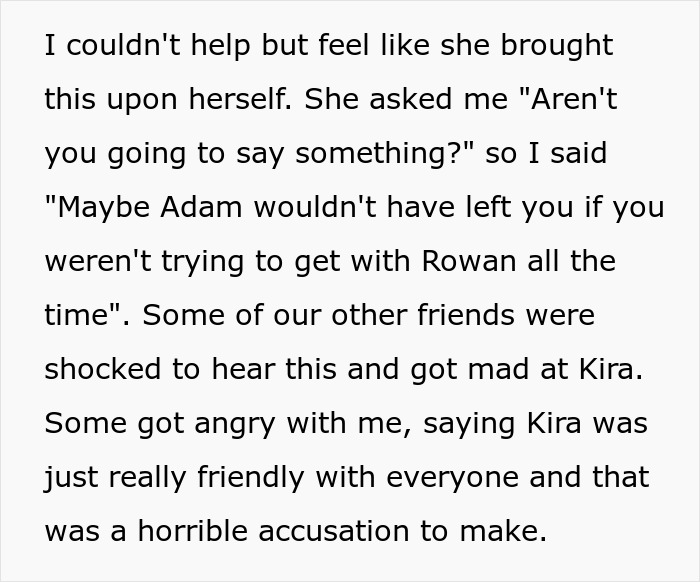 Text depicting friendship turmoil due to an attempted relationship with a friend's husband. Text depicting friendship turmoil due to an attempted relationship with a friend's husband.