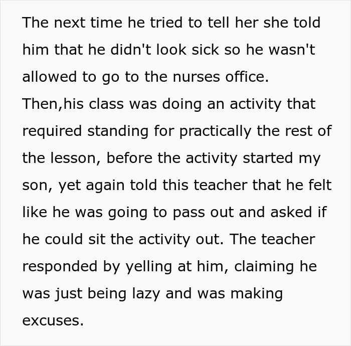 Teacher Reduced To Tears After Dad Berates Her For Ignoring His Son's Warnings That He's Unwell Teacher Reduced To Tears After Dad Berates Her For Ignoring His Son's Warnings That He's Unwell