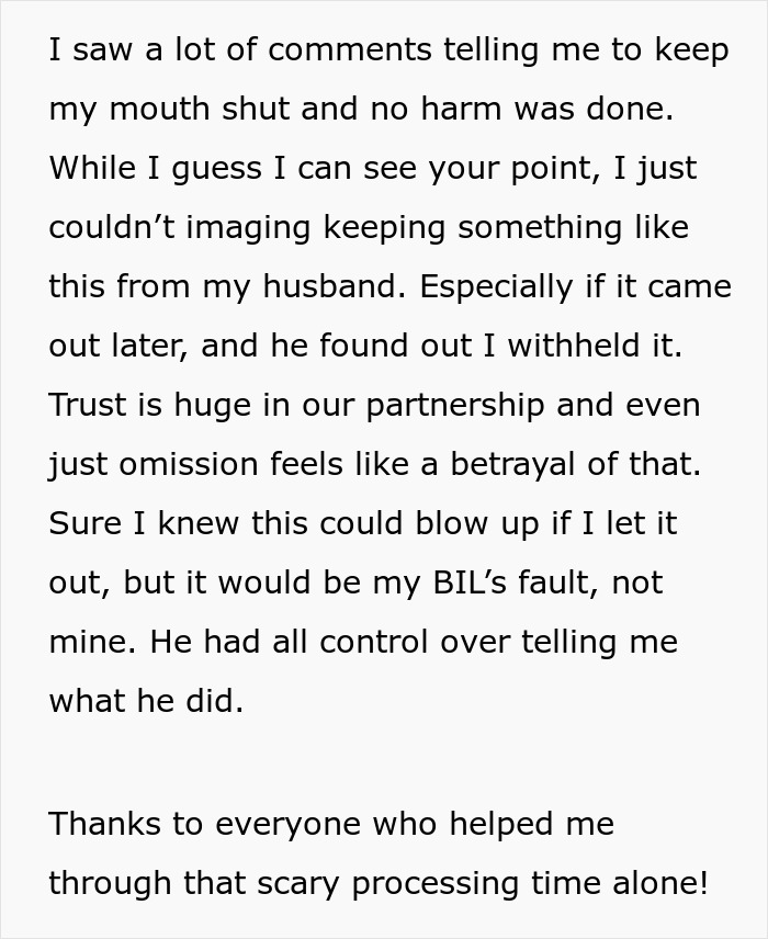 Text detailing a dilemma about wedding dress shopping and a man’s confession of love for his sister-in-law. Text detailing a dilemma about wedding dress shopping and a man’s confession of love for his sister-in-law.