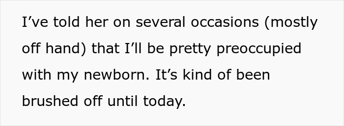 Text message about being preoccupied with a newborn, discussing brushed-off concerns. Text message about being preoccupied with a newborn, discussing brushed-off concerns.