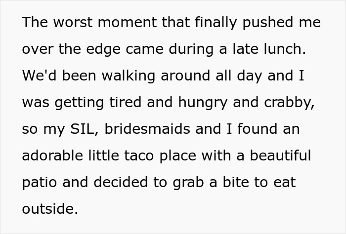 Text about being tired and finding a taco place with bridesmaids during wedding planning. Text about being tired and finding a taco place with bridesmaids during wedding planning.