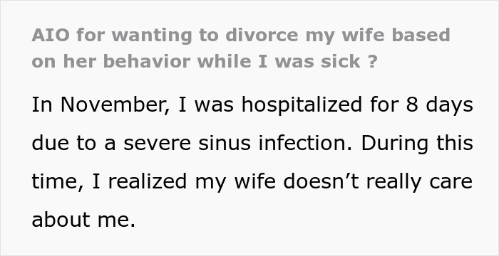“I Want To Divorce Her”: Man Feels Abandoned After Wife Dismissed His Serious Symptoms “I Want To Divorce Her”: Man Feels Abandoned After Wife Dismissed His Serious Symptoms