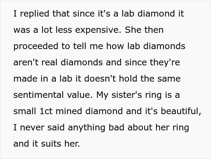 Text discussing lab vs. mined diamonds and their sentimental value. Text discussing lab vs. mined diamonds and their sentimental value.