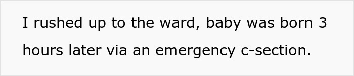 Text about rushing to the ward and baby born via emergency C-section. Text about rushing to the ward and baby born via emergency C-section.