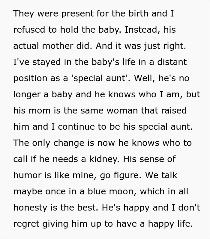 Text about a teen dumping his pregnant girlfriend, her role as a 'special aunt', and no regrets over adoption. Text about a teen dumping his pregnant girlfriend, her role as a 'special aunt', and no regrets over adoption.